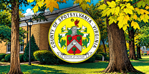 Seal of Spotsylvania County, Virginia, over the county courthouse grounds
